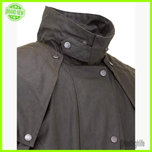 Waterproof Oilskin Duster Coat Full Length Rain Slicker Adjustable Waist - Picture 5 of 7